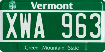 VT license plate XWA963