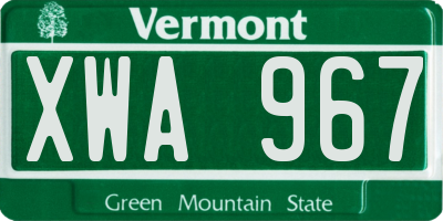 VT license plate XWA967