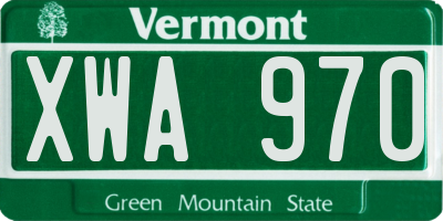 VT license plate XWA970