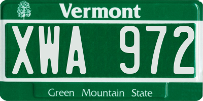 VT license plate XWA972