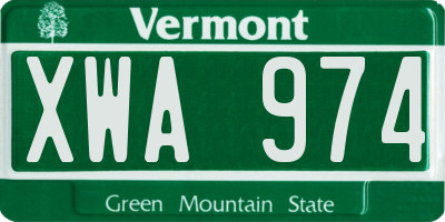 VT license plate XWA974