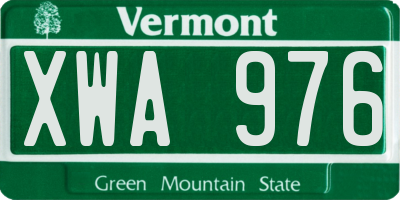 VT license plate XWA976