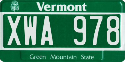 VT license plate XWA978