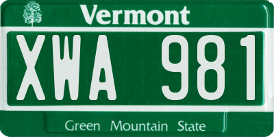 VT license plate XWA981