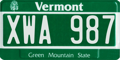 VT license plate XWA987