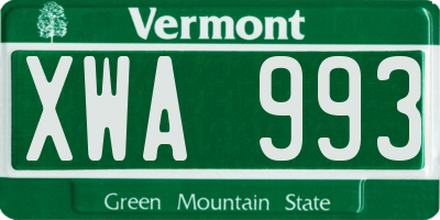 VT license plate XWA993