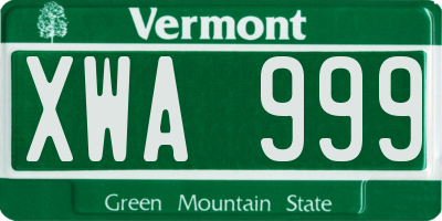 VT license plate XWA999