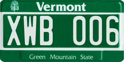 VT license plate XWB006