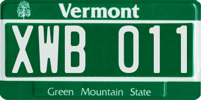 VT license plate XWB011