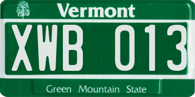 VT license plate XWB013