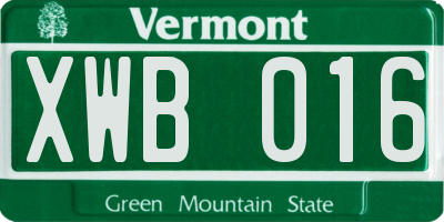 VT license plate XWB016