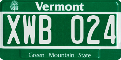 VT license plate XWB024