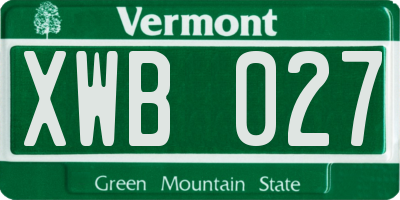 VT license plate XWB027