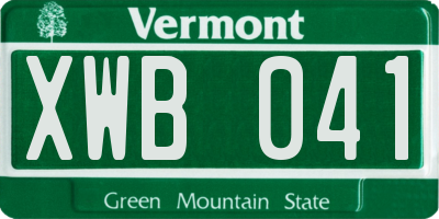 VT license plate XWB041
