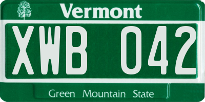 VT license plate XWB042