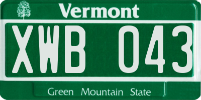 VT license plate XWB043