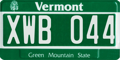 VT license plate XWB044
