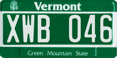 VT license plate XWB046