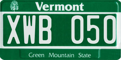 VT license plate XWB050