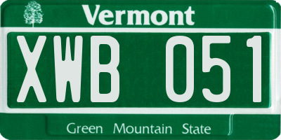 VT license plate XWB051