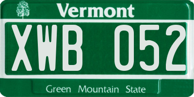 VT license plate XWB052