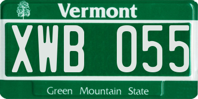 VT license plate XWB055