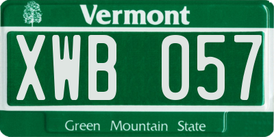 VT license plate XWB057