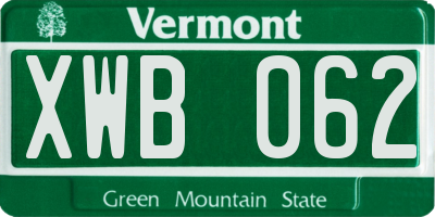 VT license plate XWB062