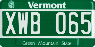 VT license plate XWB065