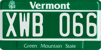VT license plate XWB066