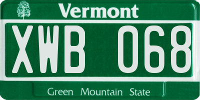 VT license plate XWB068