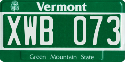 VT license plate XWB073