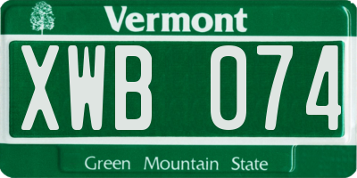 VT license plate XWB074