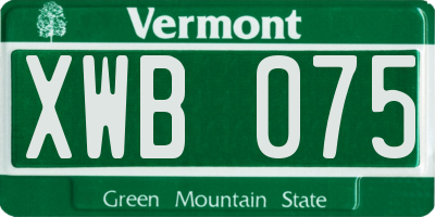 VT license plate XWB075