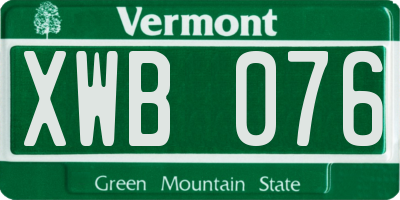 VT license plate XWB076