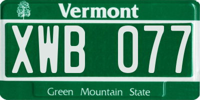 VT license plate XWB077