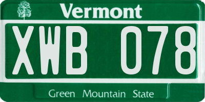 VT license plate XWB078