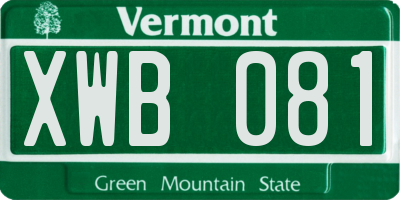 VT license plate XWB081