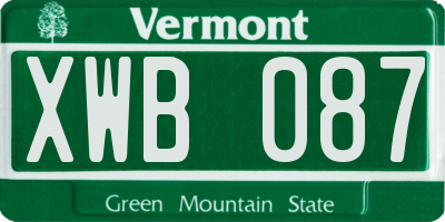 VT license plate XWB087