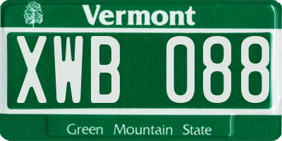 VT license plate XWB088