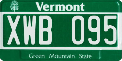VT license plate XWB095