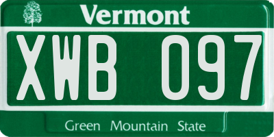 VT license plate XWB097