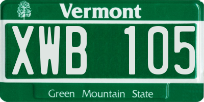 VT license plate XWB105