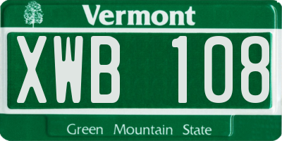 VT license plate XWB108