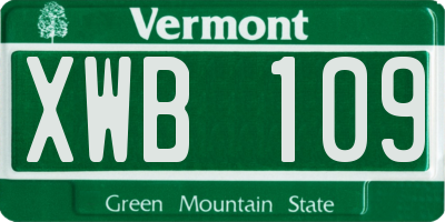 VT license plate XWB109