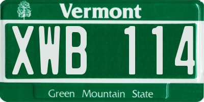 VT license plate XWB114