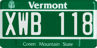 VT license plate XWB118