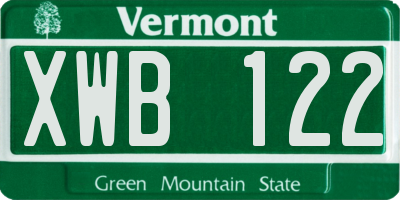 VT license plate XWB122