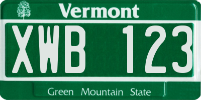VT license plate XWB123