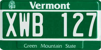 VT license plate XWB127